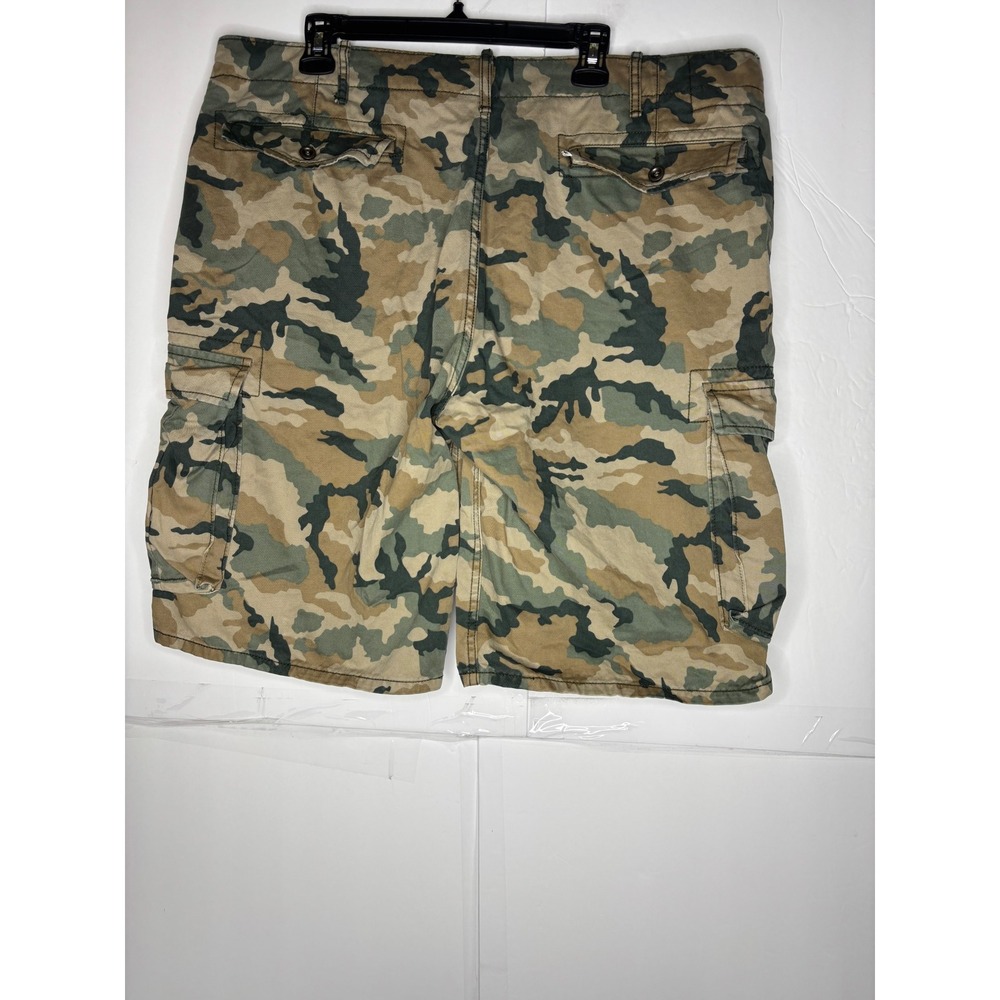 Levis Mens Camouflage Cargo Shorts Green Brown Size 40 Relax Fit Cotton Utility